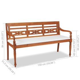 ouvidaXL Batavia Bench with Cushions 59.1" Teak