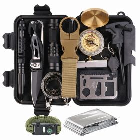 h14-In-1 Outdoor Emergency Survival Kit Camping Hiking Tactical Gear Case Set Box