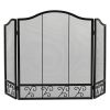 3-Panel Fireplace Screen Decorative Spark Guard
