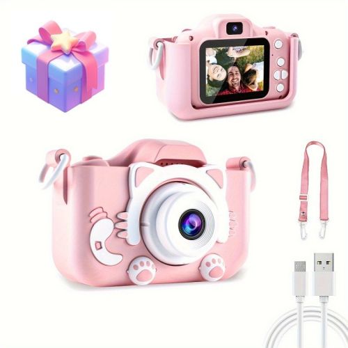 A Fun Pink Cat Camera That Can Take Photos, Record Videos, And Has 8 Filters For Selfie Mode. It Is The Best Gift For Outdoor Play During Birthdays, S