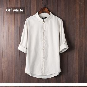 Men's Linen Vintage Plus Size Shirt (Option: Beige-XL)