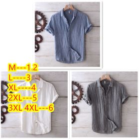 Men's Fashion Solid Color Retro Distressed Linen Shirt (Option: Blue Gray White-3XL)