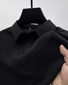 Shorts Lapel T-shirt Men's Short-sleeved Business Casual T-shirt Men's Polo Shirt (Option: Black-M)