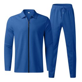 Fashion Zipper Cardigan Casual Sports Suit (Option: Sapphire Blue-S)