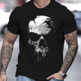 A Novel And Cool Top For Men To Wear Outdoors In Summer, Featuring A 3D Digital Shattered Skull Pattern And A Round Neck Short Sleeved T-shirt (Option: Black-S)