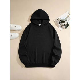 Fashion Boys And Girls Sweatshirt Hooded Corded Sweatshirt. (Option: Black-S)