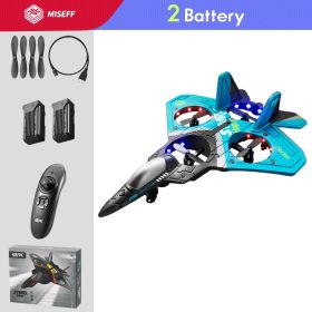 V17 RC Remote Control Airplane Drone 2.4G Gravity Sensing Remote Control Plane Glider Airplane EPP Foam Boy Toys Kids For Gift (Ships From: China, Color: Blue 2 Battery)
