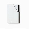 1pc Business ID Name Card Holder Metal Box PU Cover 3.7X0.39X2.28in With Black Gift Box