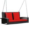 2-Person Wicker Hanging Porch Swing with 2 Back Cushions and 1 Seat Cushion