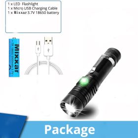 Ultra Bright LED Flashlight With XP-L -V6 LED lamp beads Waterproof Torch Zoomable 4 lighting modes Multi-function USB charging (Emitting Color: Package B, Body Color: Low brightness)