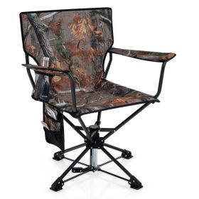 360� Swivel Hunting Chair Portable Foldable Hunting Chair with Mesh Cup Holder and Storage Pockets (Color: Camouflage)