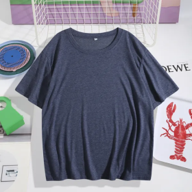 Trendy Queen Womens Fashion Workout T Shirts Athletic Plus Size Tops Summer Trendy Clothes 2025 Short Sleeve Spring Tee. (Option: Navy Blue-S)