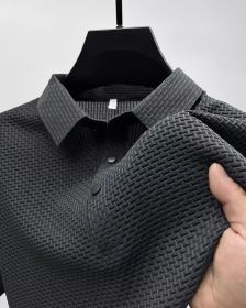 Shorts Lapel T-shirt Men's Short-sleeved Business Casual T-shirt Men's Polo Shirt (Option: Gery-M)