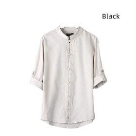 Men's Linen Vintage Plus Size Shirt (Option: Black-5XL)