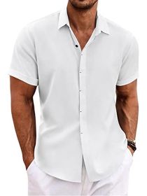 Men's Solid Color Loose Linen Short-sleeved T-shirt (Option: White-S)
